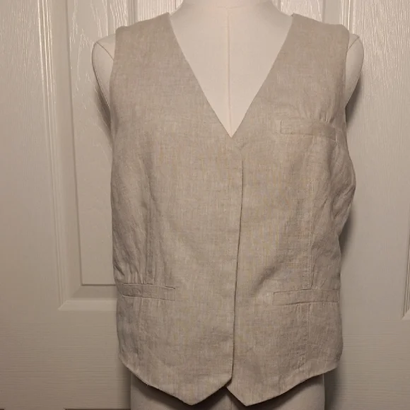 Madewell 100% Linen Vest In Cream/Natural Undyed - Picture 3 of 10